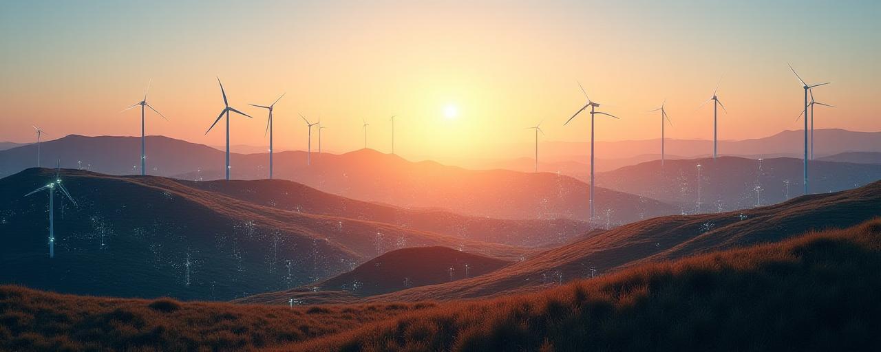 Futuristic smart grid nodes connecting over a Canadian landscape