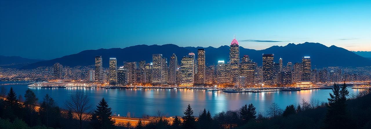 Vancouver skyline at dusk representing clean energy infrastructure