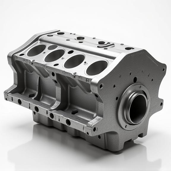The same engine block, clean and with a satin finish